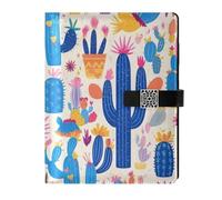 KLL taccuino foderato in pelle college notebook college a righe per lavoro copertura impermeabile Cactus Blue Cartoon 6.7 × 9.5.1 cm
