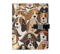 KLL taccuino foderato in pelle college notebook college a righe per lavoro copertura impermeabile Retro Cartoon Pirati Cane 6.7 × 9.5.1 cm