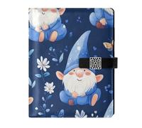 KLL taccuino foderato in pelle college notebook college regola per la pianificazione portatile Cartoon carino gnomi blu 6,7 × 9,5 cm