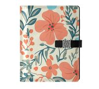 KLL taccuino foderato in pelle college notebook in pelle per diario portatile Fiori Turchese e Corallo 6.7 × 9.5.1 cm