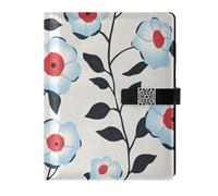 KLL taccuino foderato in pelle college soggetto notebook college per diario copertura impermeabile blu chiaro Flora modello minimalista stile grigio 6,7 × 9,5 cm