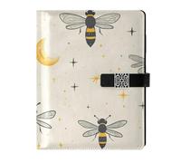KLL taccuino foderato in pelle diario college a righe notebook per college delicate api beige luna stelle stelle 6,7 × 9,5 cm