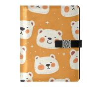 KLL taccuino foderato in pelle diario notebook regola universitaria per viaggiare copertura impermeabile arancione carino orso polare bianco 6,7 × 9,5 cm
