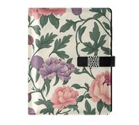KLL taccuino in pelle foderato a righe notebook in pelle per diario portatile Retro Vintage Fiori Foglie 6.7×9.5.1 cm