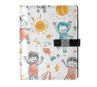 KLL taccuino in pelle foderato diario diario notebook per il viaggio portatile Pallavolo Childish Doodles 6.7 × 9.5.1 cm