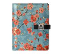 KLL taccuino in pelle foderato spirale notebook in pelle per la pianificazione portatile Un sacco di fiori rossi su uno sfondo blu 6.7×9.5.1 cm
