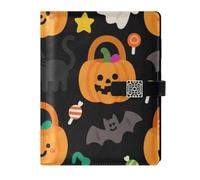 KLL taccuino soggetto foderato in pelle notebook college a righe per diario copertura impermeabile arancione zucca di Halloween 6.7 × 9.5.1 cm