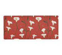 KLL Tappetino per mouse con disegno di calla e giglio rosso appariscente, per il riposo, grande, 80 x 30 cm