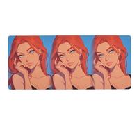 KLL Tappetino per mouse da scrivania con immagine di una bella donna in stile cartone animato e seducente, tappetino per mouse da scrivania, 80 x 30 cm