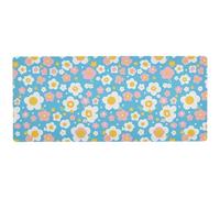 KLL Tappetino per mouse grande non lavabile per scrivania da gioco antiscivolo con piccoli fiori e cartoni animati, 80 x 30 cm