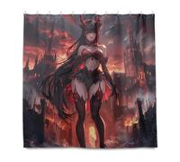 KLL Tenda da doccia in stile anime Demonic Beauties Dark Castle Decorative Duty impermeabile modello tenda da doccia con gancio panno in poliestere lavabile tenda da doccia fodera per casa bagno