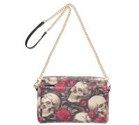 KLL Teschi Umani Rossa Rose Gotico Moda Crossbody Borse Per Le Donne Borse In Pelle Vegana Borsa A Tracolla Con Zip Borsa Per Viaggio