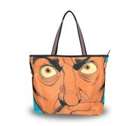 KLL tessuto di seta con cerniera tote con cerniera borse in pelle riutilizzabili per le donne per lo shopping Viso umano Decorative Art dimensioni 39,9x29 cm, Arte decorativa del volto umano, Medium