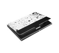 KLL Texture maculata in bianco e nero porta biglietti da visita ultra sottile con porta carte da ufficio in pelle e acciaio inossidabile per donne o uomini estuche para tarjetas