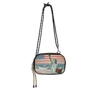 KLL The Statue Of Liberty Independence Day Piccola borsa a tracolla nera da donna comoda con scomparti per carte di credito borsa messenger borsa a tracolla per camminare il cane