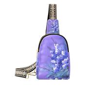KLL Trendy Acquerello Fiori Giacinti Orchidea Viola Borsa a tracolla in pelle leggera borsa a tracolla per il pacchetto di giorno