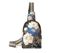 KLL Trendy cinese Pittura Blu Bianco Peonia Fiore Dettagli Dorati borsa a tracolla tracolla impermeabile sopra la borsa a tracolla per il viaggio
