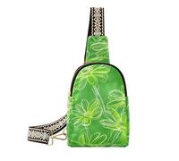 KLL Trendy Daisy Neon Green Astratto Disegnato a Mano Grande Fanny Pack Multiuso Sling Borse per le donne per l'escursionismo