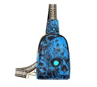 KLL Trendy Horror Skull Blue Neon Eyes fanny pack pannolino robusto fanny pack borsa per pannolini per il giorno pack