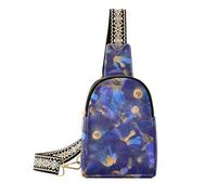 KLL Trendy Indigo Morning Glory Abstract Flowers donne fanny pack pelle nera crossbody fanny pack per viaggio