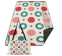 KLL Trendy Polka Dot Teal Red Impermeabile Lake Day Essentials Pieghevole Picnic Viaggi Picnic Coperta per 8-10 Adulti Concerto Coperta Colcha para picnic