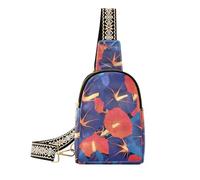 KLL Trendy Red Indigo Morning Glory Abstract Flowers borse per il corpo per multiuso il marsupio spalla per escursioni