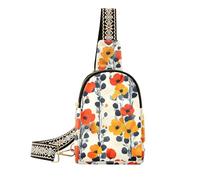 KLL Trendy Red Yellow Flowers Black Leaves Modern Scandinavian la borsa a tracolla in pelle pelle marsupio crossbody per il giorno pack