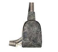 KLL Trendy Ripples Nero Minimalista Mistico Crossbody Bag Impermeabile Sling Borsa per le donne per il viaggio