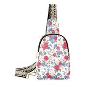 KLL Trendy Rosso Blu Bianco Patriottico Rose Motivo Floreale Acquerello fanny pack crossbody multiuso antifurto borsa a tracolla per escursioni