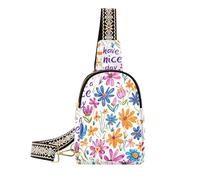 KLL Trendy sfondo bianco con le lettere hanno un bel giorno. marsupio in pelle multiuso borsa zaino per le donne per escursioni