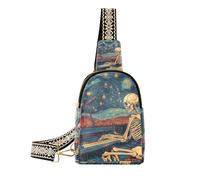 KLL Trendy Skeleton Play The Piano Starry Sky borse corpo per multiuso piccole borse a tracolla per il giorno pack