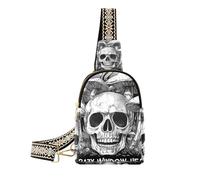 KLL Trendy Skull Head Black Evil cuoio fanny pack moda spalla fanny pack per il giorno pack