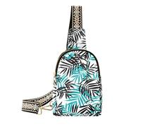 KLL Trendy Teal e Black Palm Leaves borsa a tracolla per il corpo borsa multiuso per pannolini da viaggio