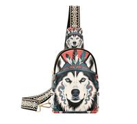 KLL Trendy Tribal Style Husky Dog crossbody borse antifurto fanny pack cross body per il viaggio