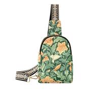 KLL Trendy Vintage Orange Lily Flower Green Leaves William Morris Style body fanny pack robusta borsa a tracolla da viaggio per zaino da giorno