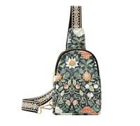 KLL Trendy William Morris Floral Black Colorful borsa per donna robusta borsa a tracolla per le donne per il giorno pack