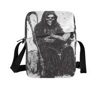 KLL Tristo Mietitore Lettura con una falce messenger borsa a tracolla in pelle vegana piccola borsa a tracolla per le donne borsa da viaggio per viaggio