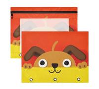 KLL Trousse per cosmetici, multiuso, tascabili, per lettere A4, confezione da 2 pezzi, per insegnanti, casa, carino, cane, giallo e rosso