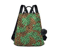 KLL Turchese Leopard Cheetah Animal Pattern Fashion borsa per pannolini zaino multiuso per laptop per le donne per lo shopping quotidiano universitario con portachiavi pompon