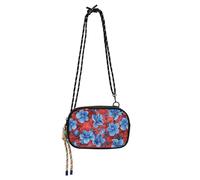 KLL Un sacco di fiori blu su uno sfondo rosso mini borsa a tracolla per uomo comfort con tracolla regolabile piccole borse andare shopping