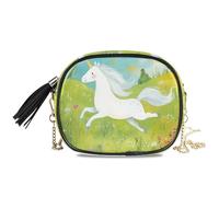 KLL Unicorns Green Meadow Piccola borsa a tracolla da donna bellezza con tracolla regolabile sopra la borsa a tracolla per escursioni e viaggi