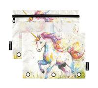 KLL Unicorns Meadow - Astuccio in tessuto per raccoglitore, con fori per raccoglitore, per bambini, casa, viaggio, biglietti