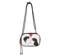 KLL Valentine Lover Simple Line Cross Body Bag Donna Trendy con tracolla regolabile Piccola borsa a tracolla Walk the dog