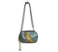 KLL Van Gogh's Starry Night Capybaras Piccola borsa a tracolla nera per gli uomini alla moda con tracolla regolabile Borse a tracolla da donna Avere un pasto