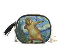 KLL Van Gogh's Starry Night Capybaras Side Purse Crossbody Men Pratica con tracolla regolabile Piccola borsa a tracolla Avere un pasto