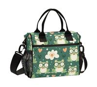 KLL Verde Carino Rane Occhiali Primavera Regolabile Cooler Borse Pranzo con Tracolla Borse Pranzo per Teen per Asilo Bolsa para lonche de Hombre