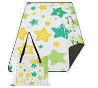 KLL Verde e Giallo Stelle Coperte da picnic impermeabili per esterni Erba Resistente alla Sabbia Coperta Impermeabile per Terra Estate Regalo manta de playa anti