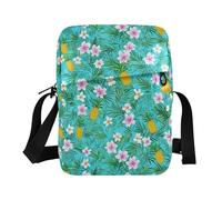 KLL Vibrante Ananas Colorato Palma Blu messenger bag Degli uomini Borsa A Tracolla In Pelle Vegana Per La Donna Viaggio Spalla Borsa A Mano Per La Donna