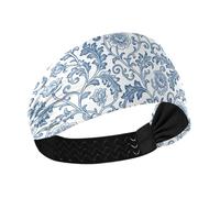 KLL Vintage Blue Rose William Morris Bianco Raffreddamento panno fasce elastiche per la testa Bandane per le donne per Allenamenti Escursioni Uso quotidiano