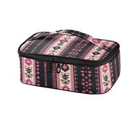 KLL Vintage Boho Style Pattern Nero e Rosa Progettato Termico Cooler Bag Impermeabile Ragazza Lunch Box con Maniglia Lunchera para Pranzo